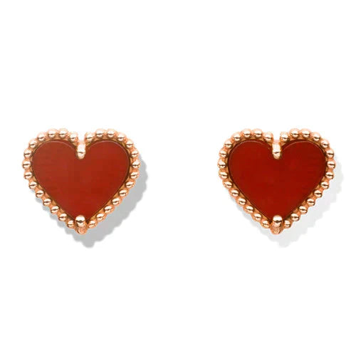 [Elowen Jewels]HEART CARNELIAN STUD EARRINGS