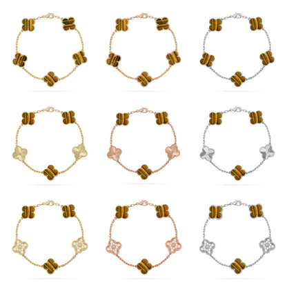 [Elowen Jewels] CLOVER 5 MOTIFS TIGER EYE BRACELET COLLECTION
