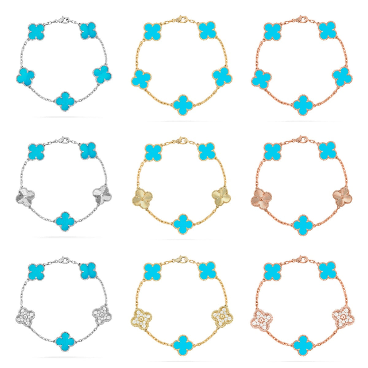 [Elowen Jewels] CLOVER 5 MOTIF TURQUOISE BRACELET COLLECTION