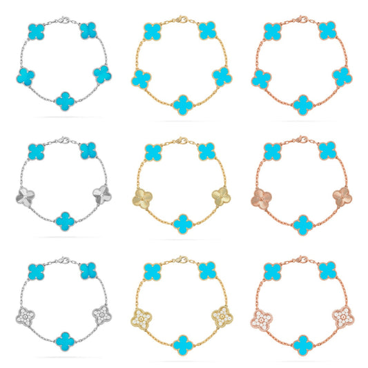 [Elowen Jewels] CLOVER 5 MOTIF TURQUOISE BRACELET COLLECTION