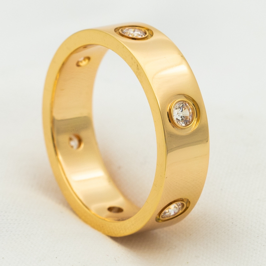 [Elowen Jewels]LOVE RING 5.5MM 6 DIAMONDS PINK GOLD