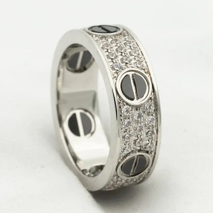 [Elowen Jewels]LOVE RING 5.5MM DIAMONDS PAVED CERAMIC