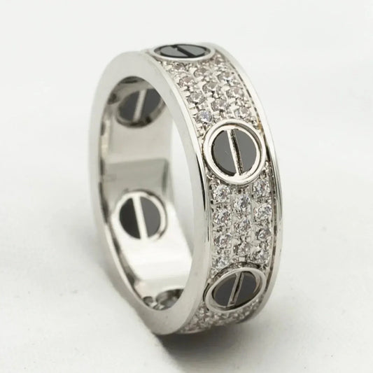[Elowen Jewels]LOVE RING 5.5MM DIAMONDS PAVED CERAMIC