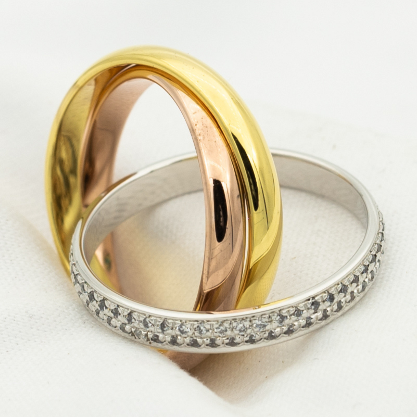 [Elowen Jewels]TRINITY RING GOLD PINK GOLD SILVER DIAMONDS