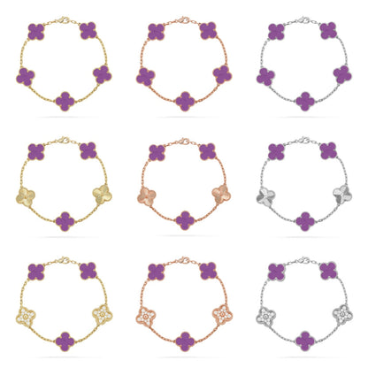 [Elowen Jewels]CLOVER 5 MOTIF LIGHT PURPLE BRACELET COLLECTION