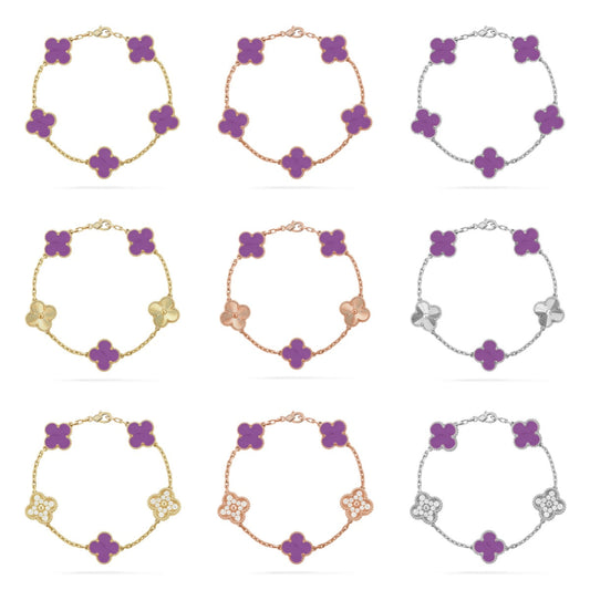 [Elowen Jewels]CLOVER 5 MOTIF LIGHT PURPLE BRACELET COLLECTION