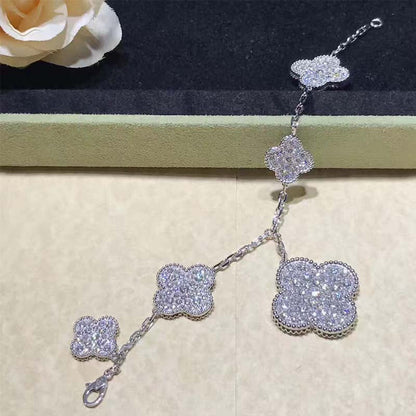 [Elowen Jewels]CLOVER 6 MOTIFS SILVER DIAMOND BRACELET