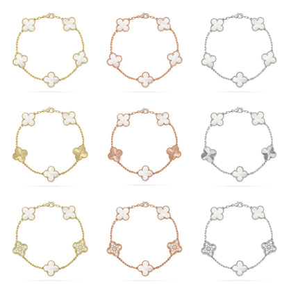 [Elowen Jewels]CLOVER WHITE PEARL MOP 5 MOTIF BRACELET COLLECTION