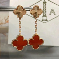 [Elowen Jewel]CLOVER 2 MOTIF  LASER CARNELIAN EARRINGS