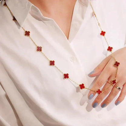 [Elowen Jewels]CLOVER 20 MOTIFS CARNELIAN NECKLACE
