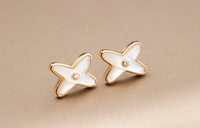 [Elowen Jewel]JEUX DE WHITE MOP ROSE GOLD DIAMOND EARRINGS