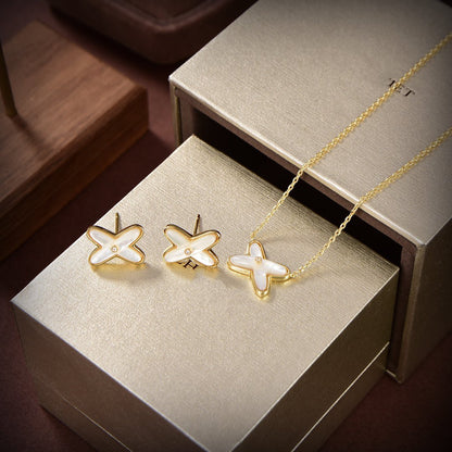 [Elowen Jewels]JEUX DE WHITE MOP GOLD DIAMOND EARRINGS
