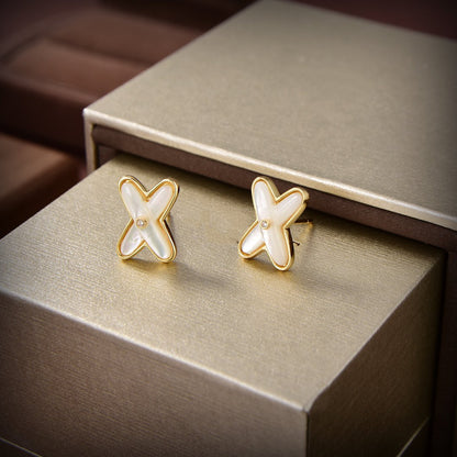 [Elowen Jewels]JEUX DE WHITE MOP GOLD DIAMOND EARRINGS