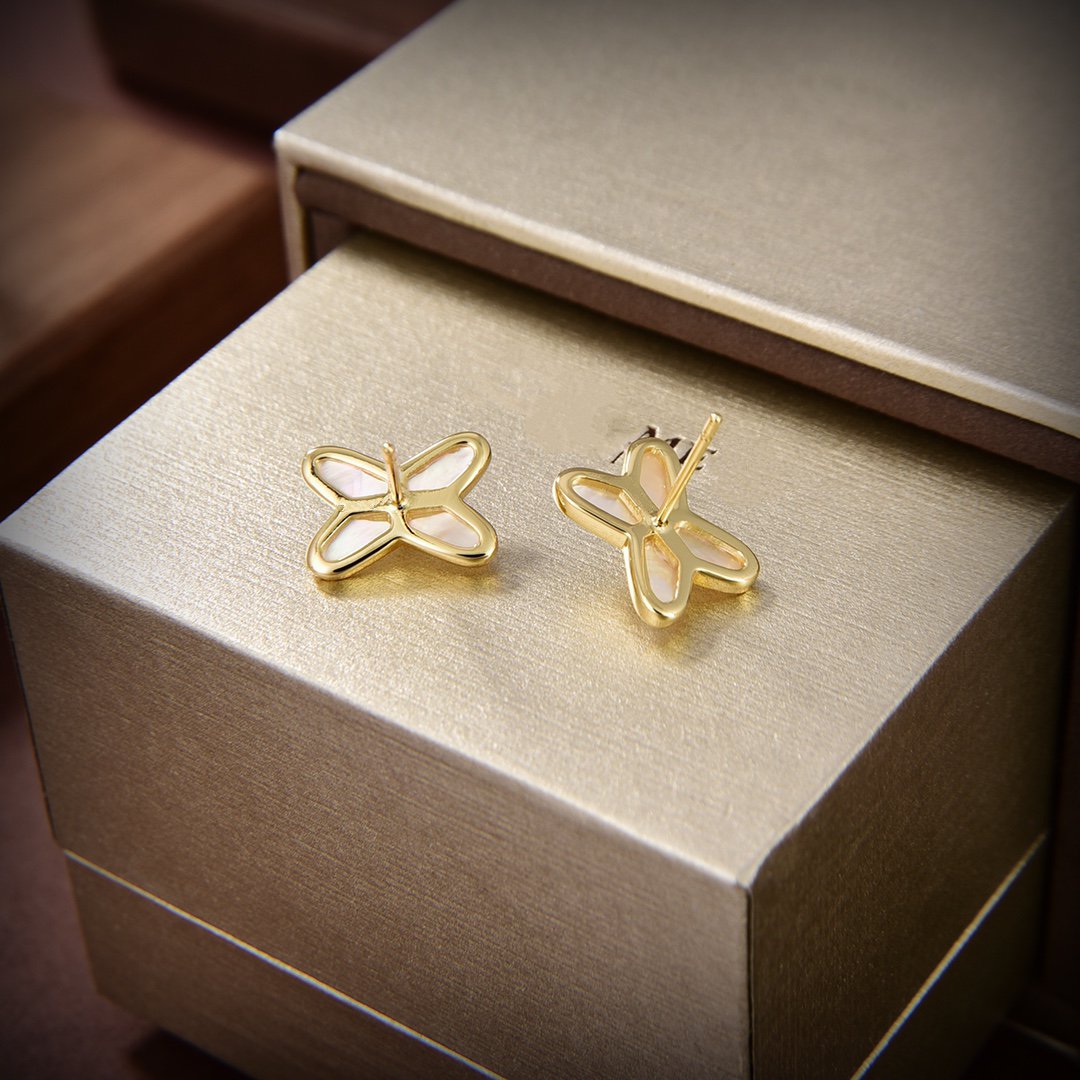 [Elowen Jewels]JEUX DE WHITE MOP GOLD DIAMOND EARRINGS