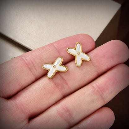 [Elowen Jewels]JEUX DE WHITE MOP GOLD DIAMOND EARRINGS