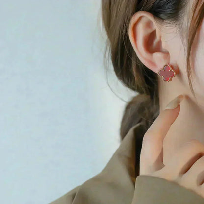 [Elowen Jewels]CLOVER MEDIUM 1 MOTIFS CARNELIAN  EARRINGS
