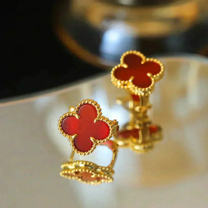 [Elowen Jewels]CLOVER MEDIUM 1 MOTIFS CARNELIAN  EARRINGS