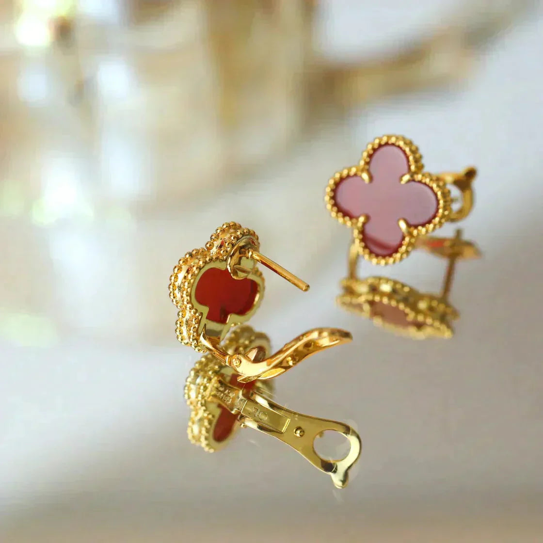 [Elowen Jewels]CLOVER MEDIUM 1 MOTIFS CARNELIAN  EARRINGS