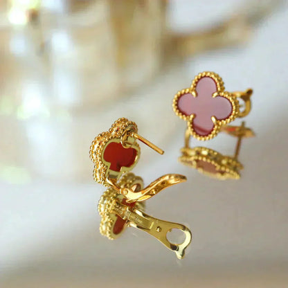 [Elowen Jewels]CLOVER MEDIUM 1 MOTIFS CARNELIAN  EARRINGS