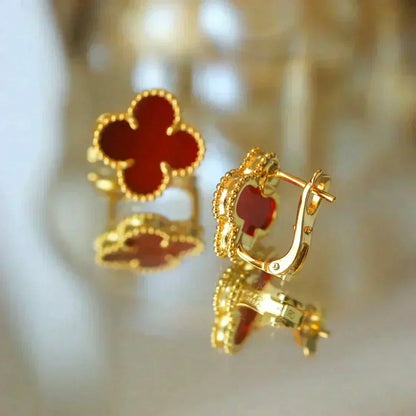 [Elowen Jewels]CLOVER MEDIUM 1 MOTIFS CARNELIAN  EARRINGS