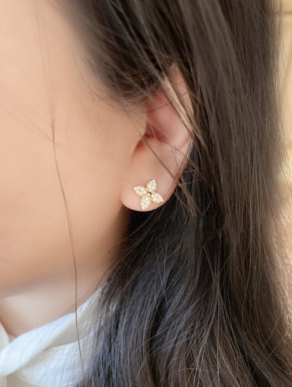 [Elowen Jewels]STAR BLOSSOM STUD EARRINGS PINK GOLD DIAMONDS