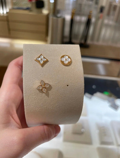 [Elowen Jewels]STAR BLOSSOM STUD EARRINGS PINK GOLD DIAMONDS