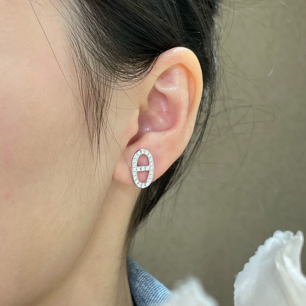 [Elowen Jewels]HM FULL DIAMOND PIG NOSE STUD EARRINGS