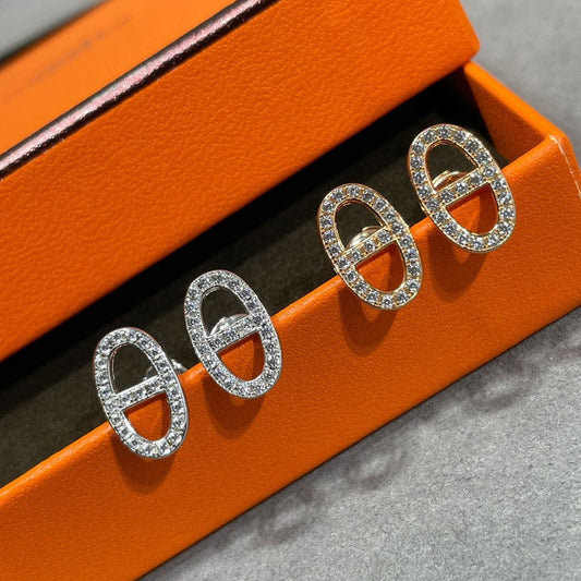 [Elowen Jewels]HM FULL DIAMOND PIG NOSE STUD EARRINGS