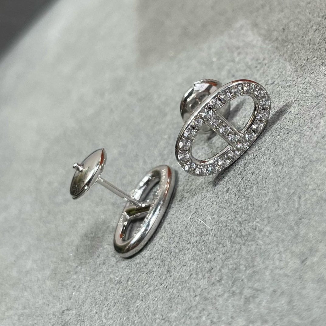 [Elowen Jewels]HM FULL DIAMOND PIG NOSE STUD EARRINGS