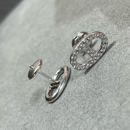 [Elowen Jewels]HM FULL DIAMOND PIG NOSE STUD EARRINGS