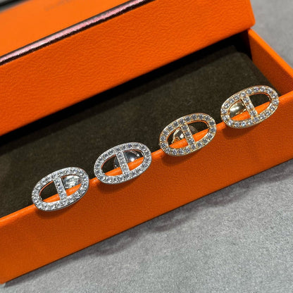 [Elowen Jewels]HM FULL DIAMOND PIG NOSE STUD EARRINGS