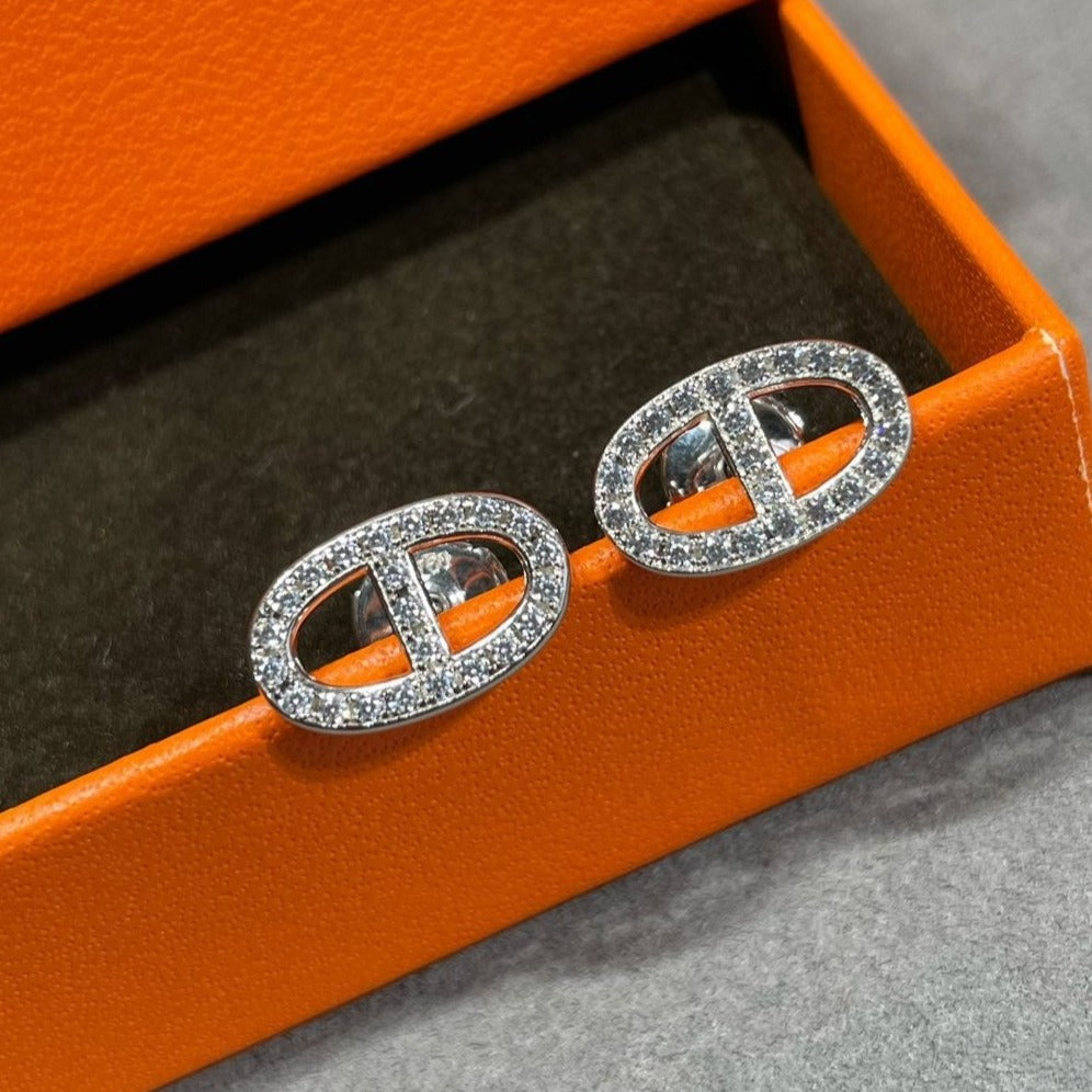 [Elowen Jewels]HM FULL DIAMOND PIG NOSE STUD EARRINGS