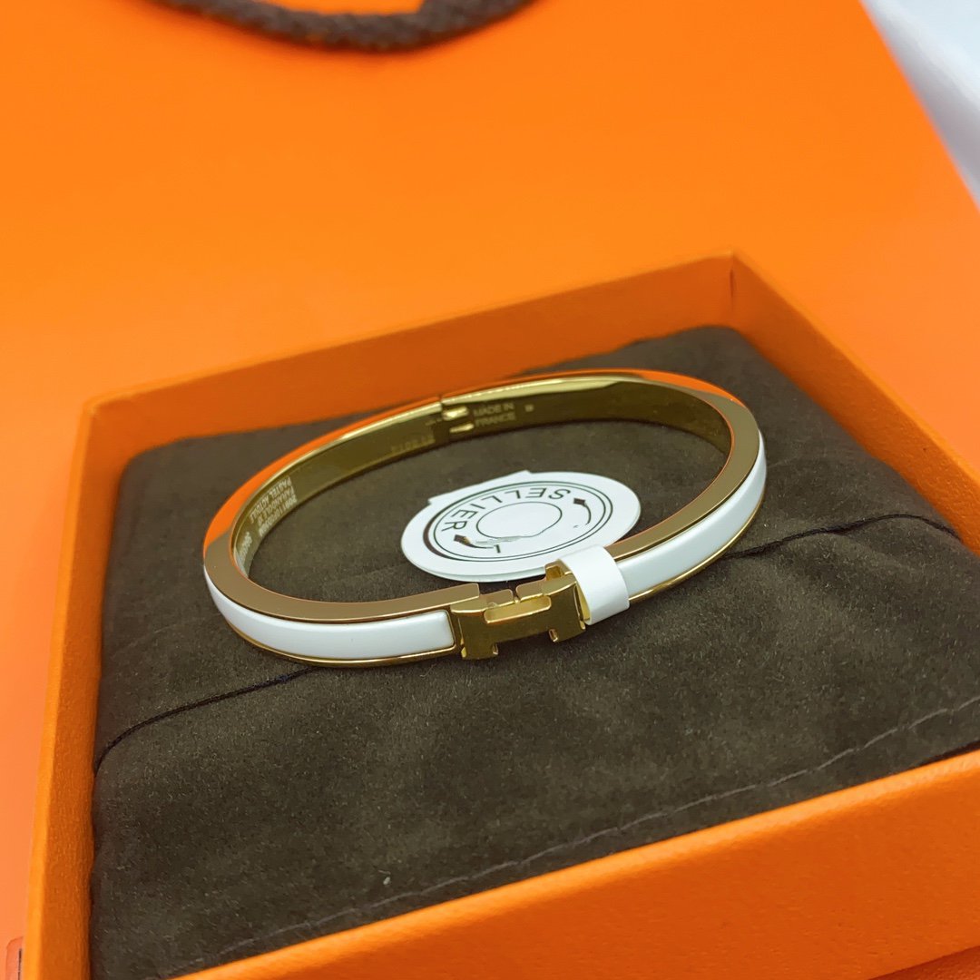[Elowen Jewels]CLASSIC HM CLIC WHITE 8MM ENAMEL BRACELET
