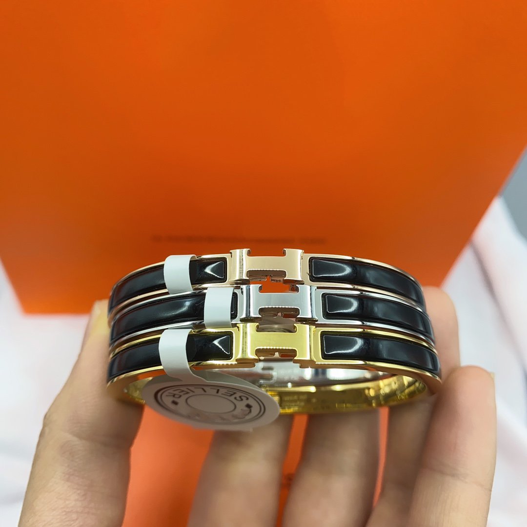 [Elowen Jewels]CLASSIC HM CLIC BLACK 8MM ENAMEL BRACELET