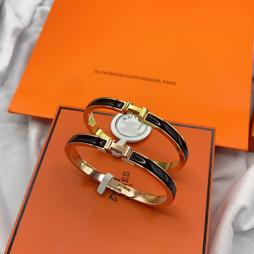 [Elowen Jewels]CLASSIC HM CLIC BLACK 8MM ENAMEL BRACELET