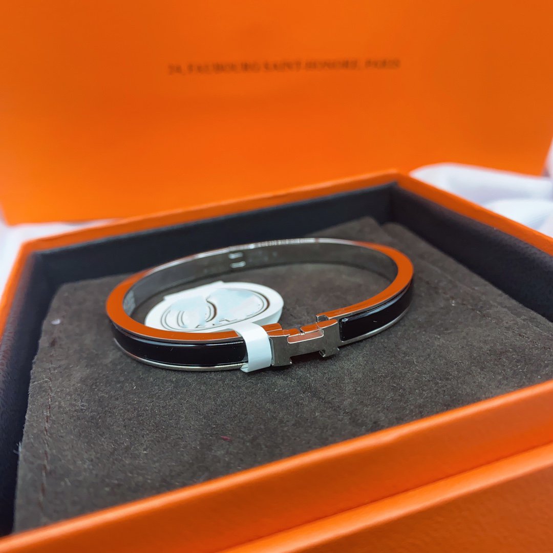 [Elowen Jewels]CLASSIC HM CLIC BLACK 8MM ENAMEL BRACELET