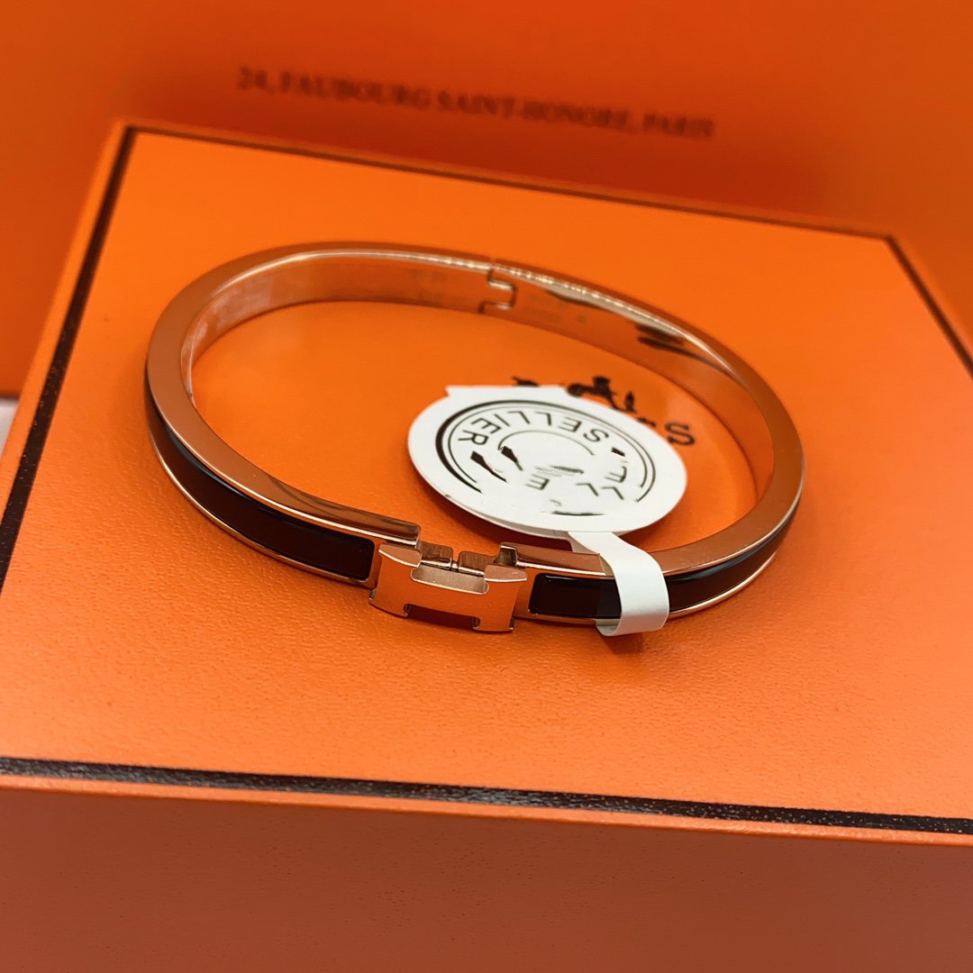 [Elowen Jewels]CLASSIC HM CLIC BLACK 8MM ENAMEL BRACELET