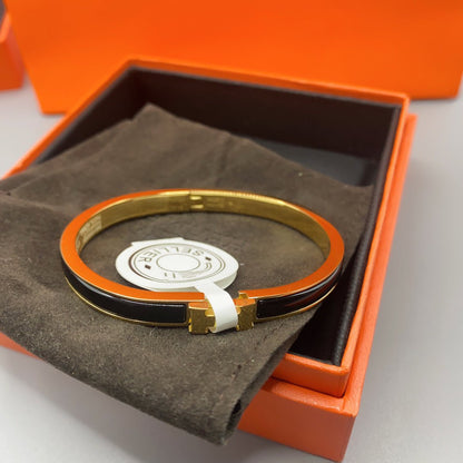 [Elowen Jewels]CLASSIC HM CLIC BLACK 8MM ENAMEL BRACELET