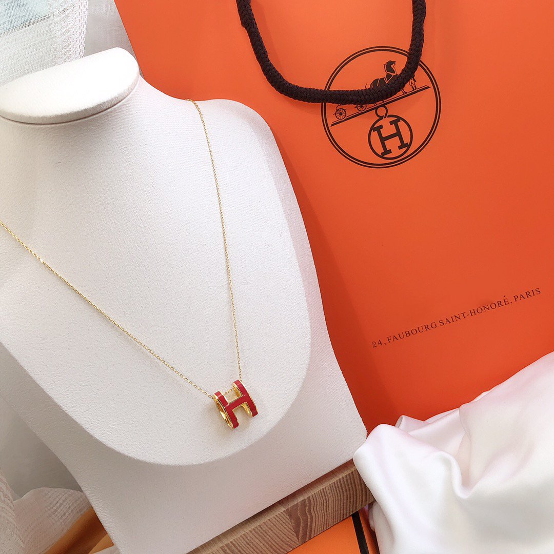 [Elowen Jewels]HM CLIC RED ENAMEL GOLD NECKLACE