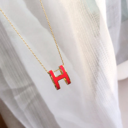 [Elowen Jewels]HM CLIC RED ENAMEL GOLD NECKLACE