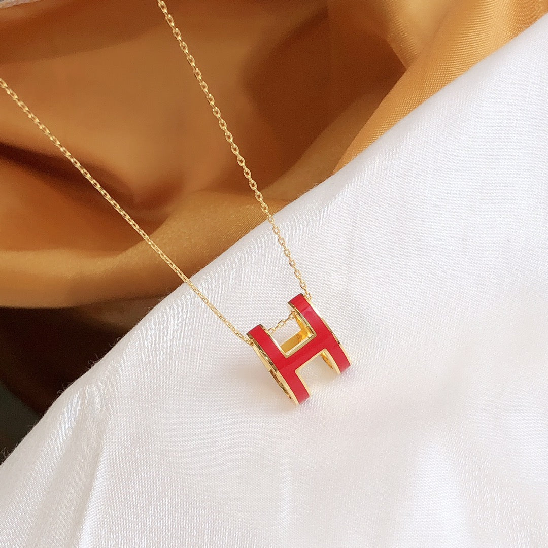 [Elowen Jewels]HM CLIC RED ENAMEL GOLD NECKLACE
