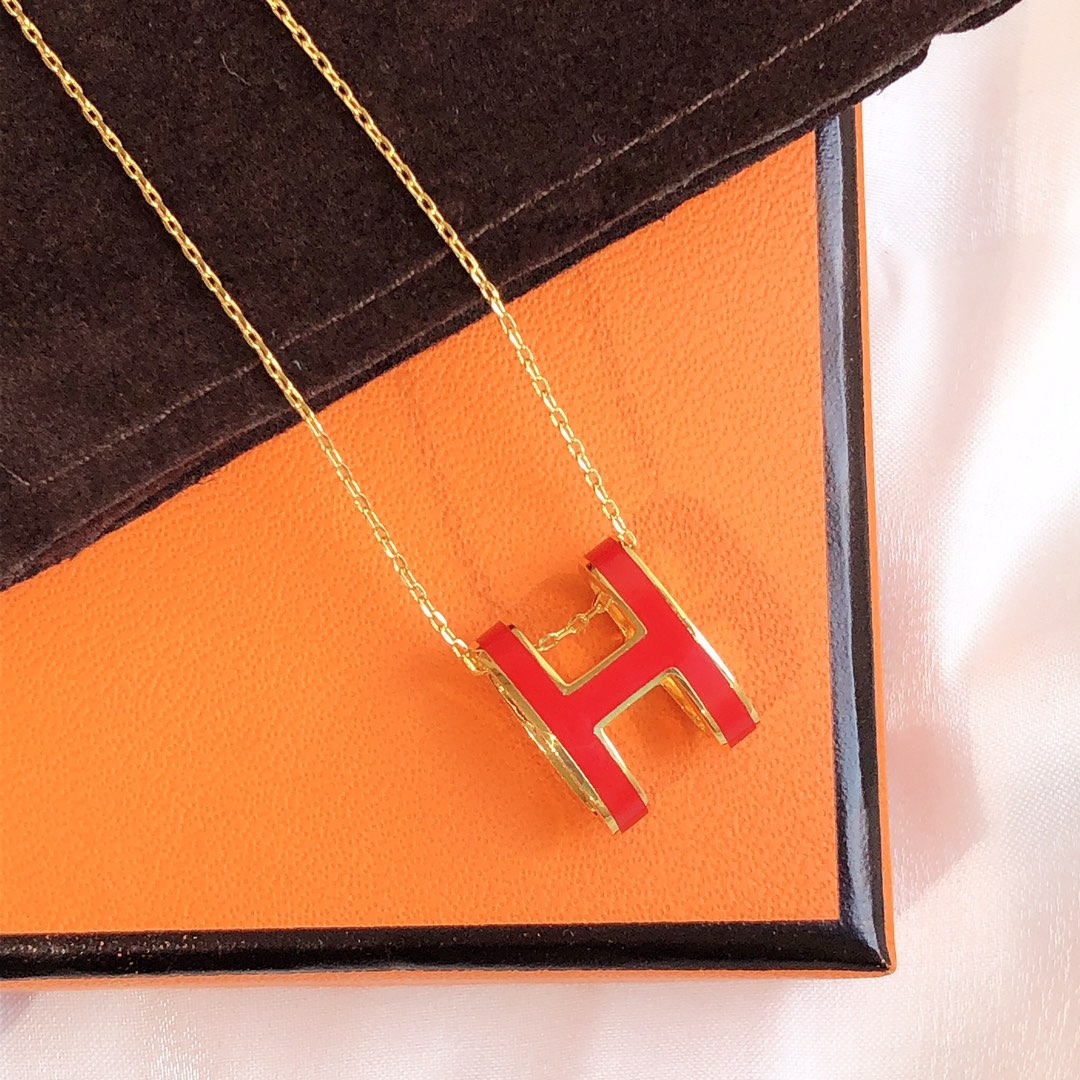 [Elowen Jewels]HM CLIC RED ENAMEL GOLD NECKLACE