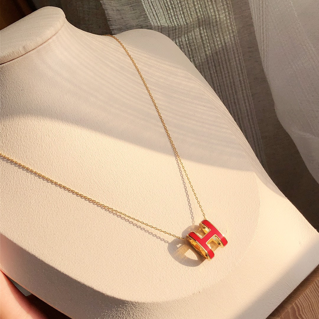 [Elowen Jewels]HM CLIC RED ENAMEL GOLD NECKLACE
