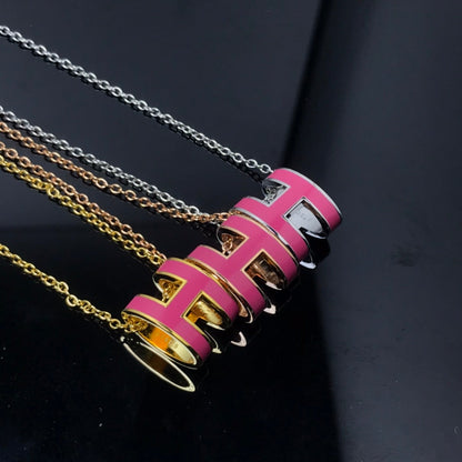 [Elowen Jewels]H NECKLACE PINK