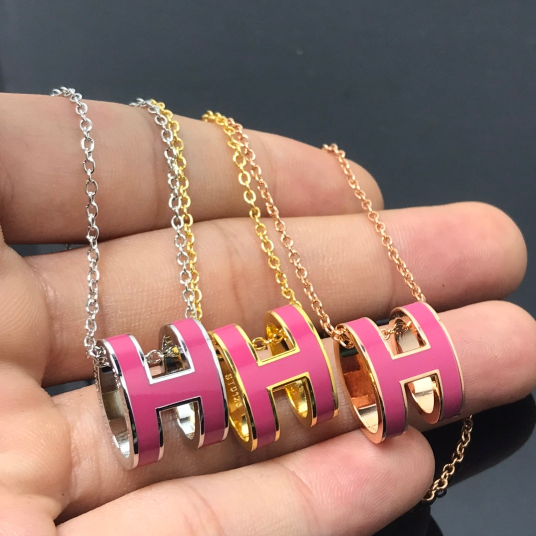 [Elowen Jewels]H NECKLACE PINK