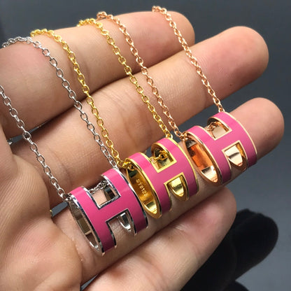 [Elowen Jewels]H NECKLACE PINK