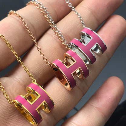 [Elowen Jewels]H NECKLACE PINK
