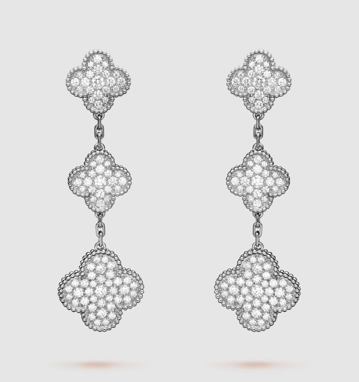 [Elowen Jewels]CLOVER 3 MOTIF DIAMOND SILVER DROP EARRINGS
