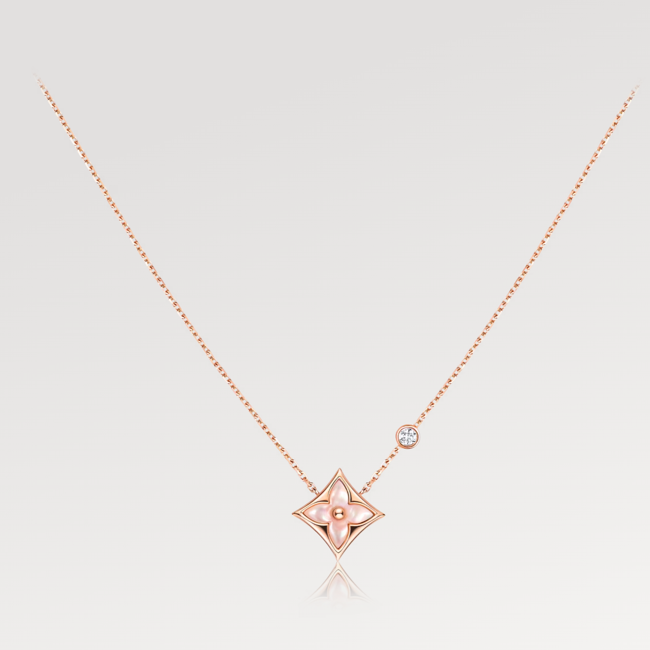 [Elowen Jewels]STAR PINK MOP 1 DIAMOND PINK GOLD NECKLACE