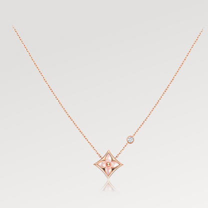 [Elowen Jewels]STAR PINK MOP 1 DIAMOND PINK GOLD NECKLACE